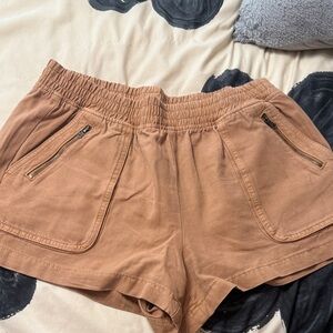 Aerie High Waist Brown Shorts with Zipper Pockets